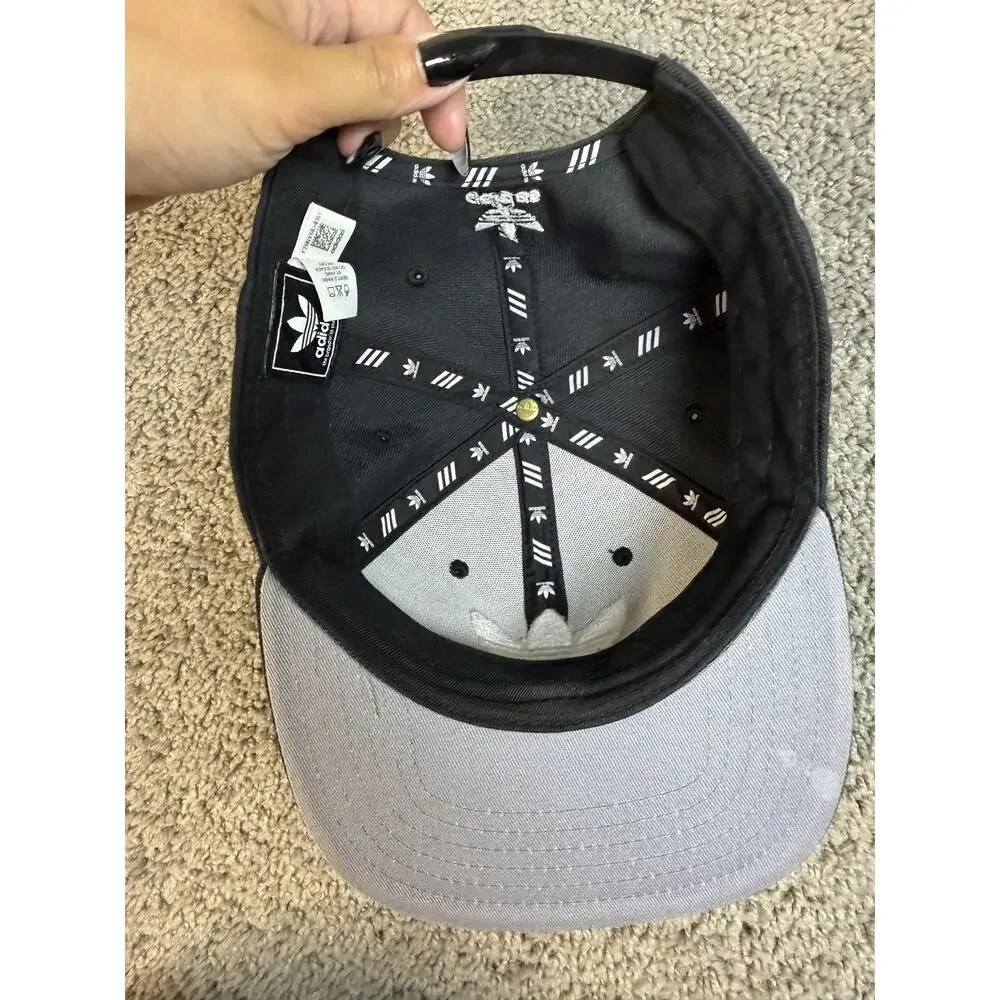 Adidas Hat Cap Snap Back Mens One Size Black Trefoil Embroidered Logo Adjustable